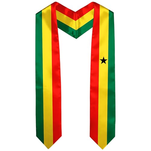 Graduation Satin Sash Scarf 72" Stole - color: Ghana Flag