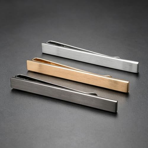 3Pcs Skinny Tie Clip Set Fancy Tie Clips For Men Unique - color: Brushed 3 Colors Set