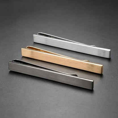 3Pcs Skinny Tie Clip Set Fancy Tie Clips For Men Unique - color: Brushed 3 Colors Set