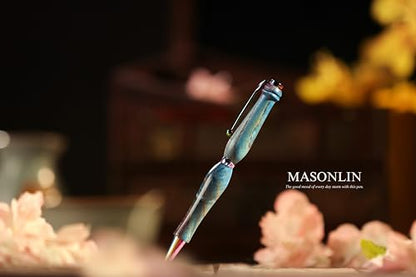 Hand Crafted Masonlin Series Ballpoint Luxury Pen, Blue White Ash With Colorful Titanium Fine Writing Instrument, Elegant Writing Pen With Gift Box, Appreciation Gifts for Men Women - color: Blue