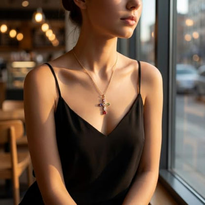 Colorful Crystal Rainbow Symbol Pendant Alloy Clavicle Necklace - color: Colorful2