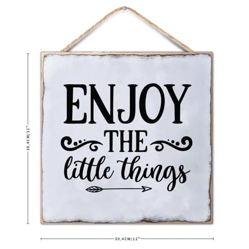 Enjoy The Little Things Rustic Wood Hanging Sign Funny Bathroom Easter Custom Quote Sign for Farmhouse Decorative Wall Decor Signs 12x12 Inch Christian Religious Gifts - color: Wooden Color-style-1