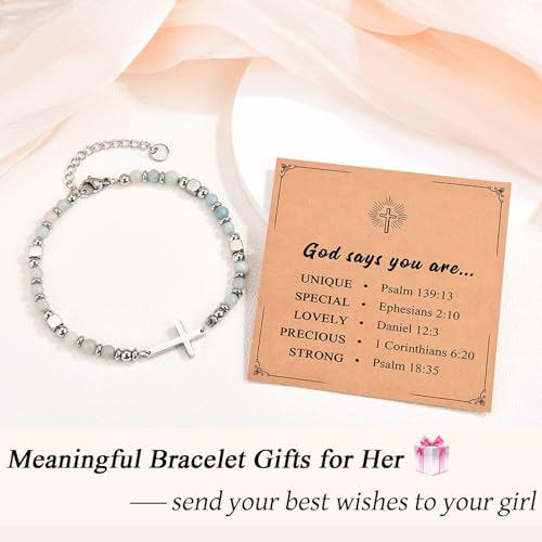 Religious Cross Bracelet for Women Girls, Christian Gifts - color: God says you are unique...