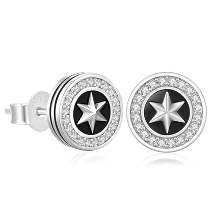 KRKC&CO Earrings for Men, Sterling Silver Earrings Studs, Hypoallergenic - color: Black G