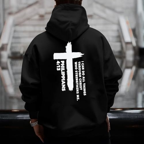 Christian Hoodies for Men Religious Faith Jesus Hoodie - color: Black, size: Small
