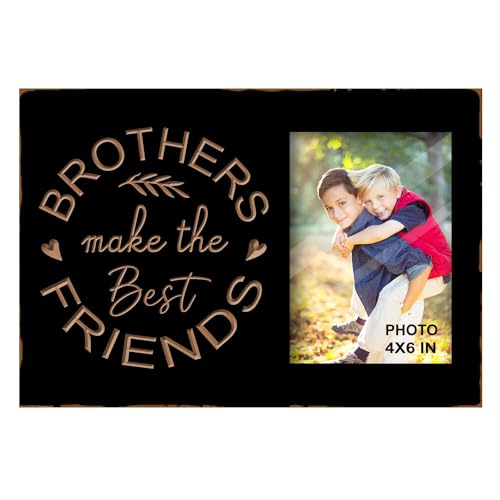 "Brothers Make the Best Friends" Engraved Wooden Picture Frames 4x6 Inches - color: black brothers