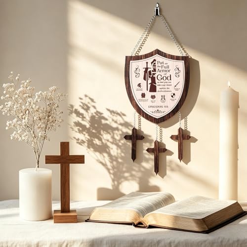 Armor of God Wooden Wall Hanging Ephesians 6:11 Shield Wall Decor