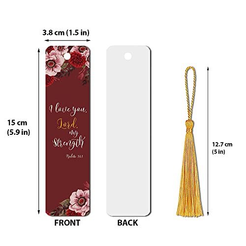 WIRESTER Set of 2 Metal Bookmarks with Light Gold Tassel for Students, Reader, Teachers, Book Lovers - Christian Quotes Psalm 18:1, Christian Quotes Psalm 46:10 - color: Christian Quotes Psalm 18:1, Psalm 46:10