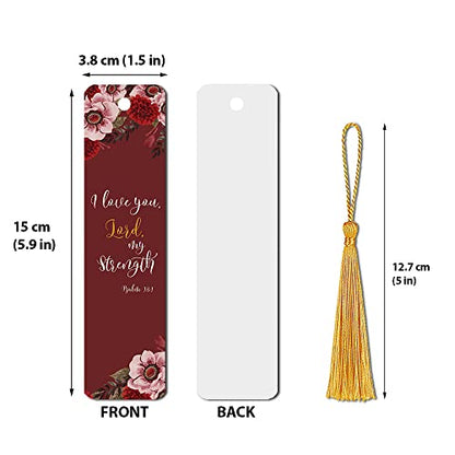WIRESTER Set of 2 Metal Bookmarks with Light Gold Tassel for Students, Reader, Teachers, Book Lovers - Christian Quotes Psalm 18:1, Christian Quotes Psalm 46:10 - color: Christian Quotes Psalm 18:1, Psalm 46:10