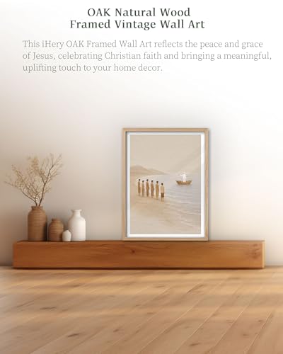 iHery 12x16in Jesus Teaching from the Boat Framed Wall Art - color: OAK Framed Teaching, size: 16"L x 12"W