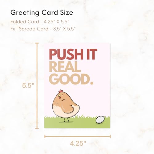 Funny New Baby Card - Punny Greeting Card for New Parents, Mom-to-Be, Baby Shower, Congrats, Pregnancy Announcement, Blank Inside (Push It Real Good) - color: Push It Real Good