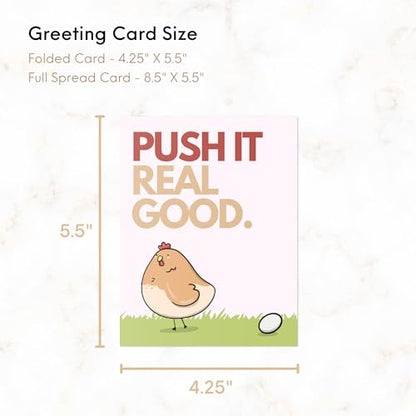 Funny New Baby Card - Punny Greeting Card for New Parents, Mom-to-Be, Baby Shower, Congrats, Pregnancy Announcement, Blank Inside (Push It Real Good) - color: Push It Real Good