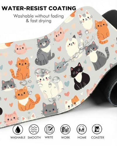 Mouse Pad, Desk Mat, 31.5x11.8in Large Mousepad, Cat Family - color: Cat Family