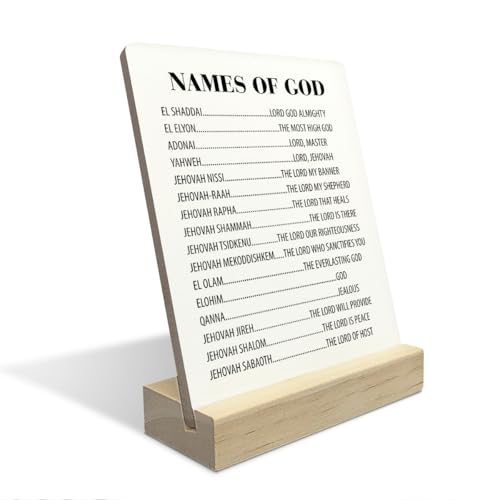 Christian Home Decor, Religious Gifts, Bible Verse Decor, Inspirational Names Of God Wooden Plaque Sign Christian Decoration for Home Office Shelf Decor - color: Names Of God