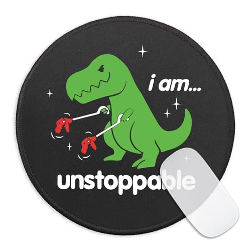 Funny T-Rex Round Mouse Pad, I Am Unstoppable Mousepad for Laptop Gaming, Inspirational Quote Mouse Mat with Non-Slip Rubber Base Stitched Edge for Wireless Computer Mouse Office Desk Decor - color: I am Unstoppable