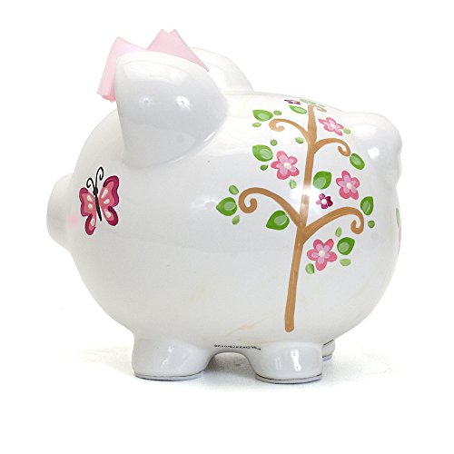 Child to Cherish Ceramic Piggy Bank for Girls, Pink Dotted Owl - color: Pink Dotted Owl