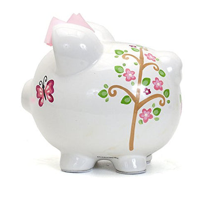 Child to Cherish Ceramic Piggy Bank for Girls, Pink Dotted Owl - color: Pink Dotted Owl