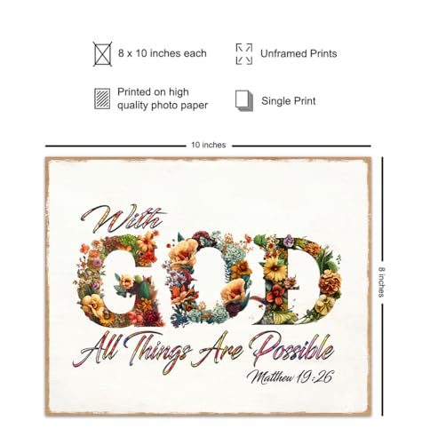 Bible Verse Quotes Wall Decor - Rustic Farmhouse Decor God Wall Art - Shabby Chic Christian Gifts for Women, Woman, Teen Girls - Motivational Scripture Decoration - Religious Sayings