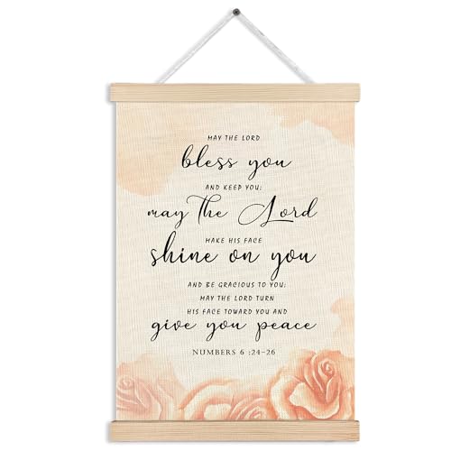 MKIJUHB May the Lord Bless You and Keep You Christian Wall Art Decor, Christian Wall Decor, Numbers 6:24-26 Bible Verse Framed Canvas Prints for Home Office Church Walls Decorations, 12x16 Inch - color: Christian Canvas wall art decor 05