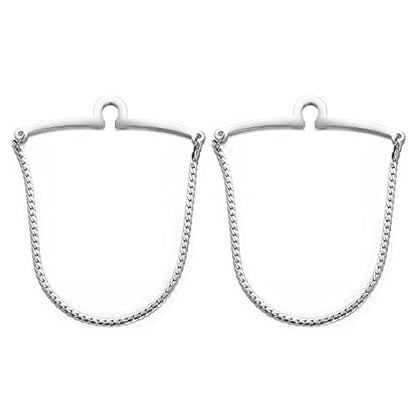 2Pcs Tie Chain for Men Classic with Double Single Gold Silver Elegant Chain Tie Cilp - color: silver single chain (two)