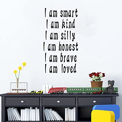 SEATUNE Wall Stickers for Kids, Wall Decals for Girls, Quotes Inspirational Boys Baby Nursery Living Room Bedroom Motivational Positive Family Home Art Vinyl Wall Decor, I Am Smart 11"X21" - color: I Am Smart I Am Kind, size: Small
