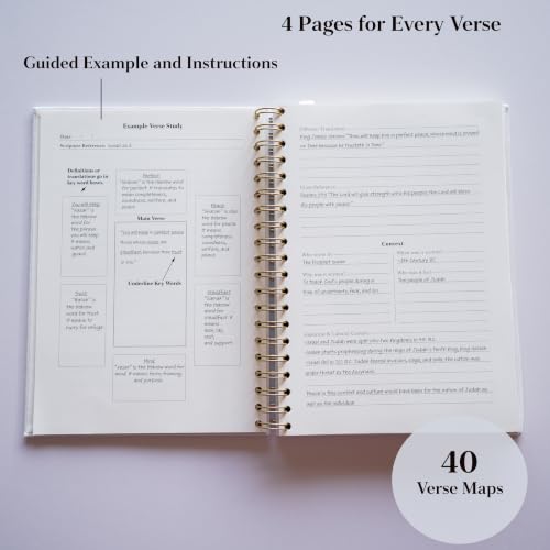 Verse Mapping Journal for Women – Guided Bible Journal & Bible Study Journal, Spiral Bound Linen Hardcover, 40 Guided Scripture Studies for Prayer & Reflection