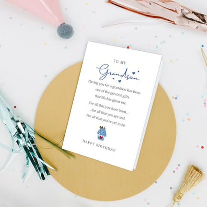 Nchigedy Birthday Card for Grandson, Grandson Poem Birthday Card, Happy Birthday Card for Adult Grandson, Grandson Birthday Card from Grandparents - color: #17