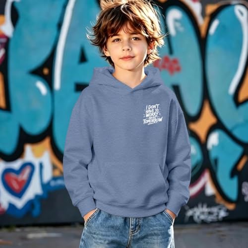 Boys Christian Inspirational Faith Graphic Pullover Hoodie - color: Blue-2, size: 13-14 Years