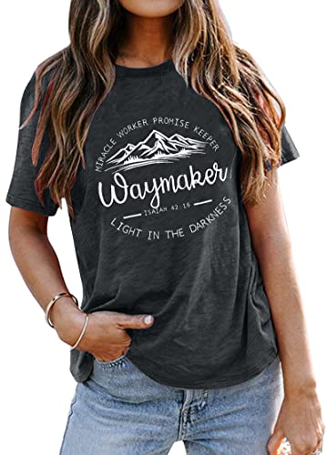 Jesus Oversized Shirts Women Christian Faith Tee Religious Bible Verse Tops - color: R-grey, size: Medium