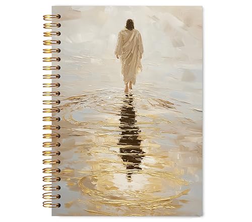 Christian Jesus Notebook for Work Note Taking, Christian Bible Prayer Journal for Women, Jesus Walking on Water Religious Hardcover Spiral Notebooks, 5.5x8.3 in - color: multicolour-Christian-6