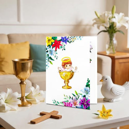 GREETING ART 3D Pop Up Baptism Card for Baby Girl,Christening Greeting Card - color: Guardian Angel Baby Girl