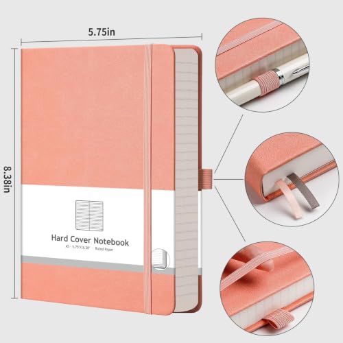 AHGXG Lined Journal Notebook, 320 Numbered Pages, A5 (5.75'' X 8.38'') - color: Pink, size: A5