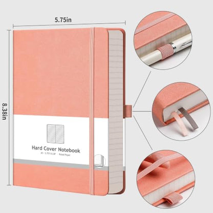 AHGXG Lined Journal Notebook, 320 Numbered Pages, A5 (5.75'' X 8.38'') - color: Pink, size: A5