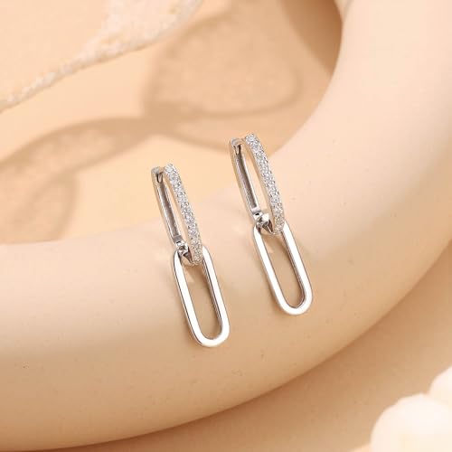 MILACOLATO 925 Sterling Silver Dangle Earrings for Women Hypoallergenic - color: silver-paperclip