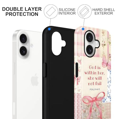 Cute Jesus Bow Collage Phone Case for iPhone 17 6.3'' - color: Bible verses pink bow, size: iPhone 17