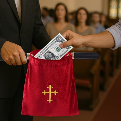 Church Tithe Offering Bags with Wooden Handles,Offering Baskets for Church with Handles for Churches Communion Supplies,Collection Basket for Church Offerings Accessories