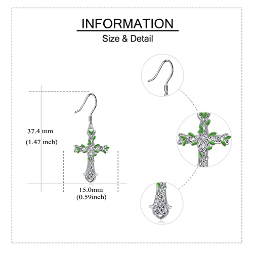 Cross Earrings 925 Sterling Silver Dangle Earring Gifts for Women - style: Tree Of Life Cross