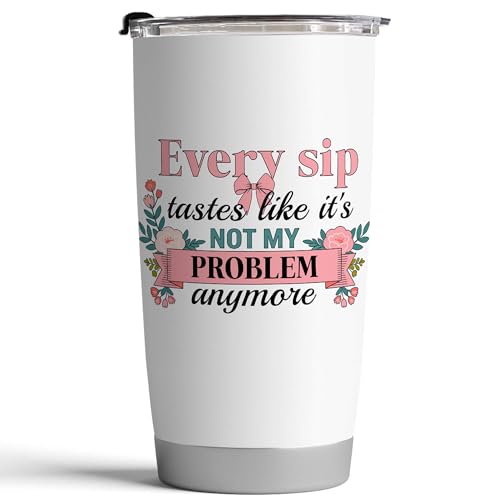 Fancyfams 20oz Retirement Tumbler for Women 2026, Happy Retirement Gifts, Every Sip Tastes Like Its Not My Problem Anymore, Insulated Stainless Steel Coffee Cup, Floral Gift Box (Every Sip 26) - color: Every Sip 26