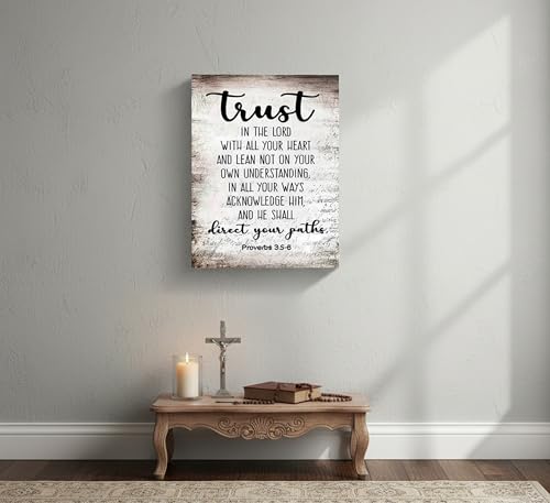 YOXORDQ Proverbs 3:5-6 Bible Verse Wall Art-Canvas Wrapping 16x24in - color: 3:5-6 Bible, size: 24"L x 16"W