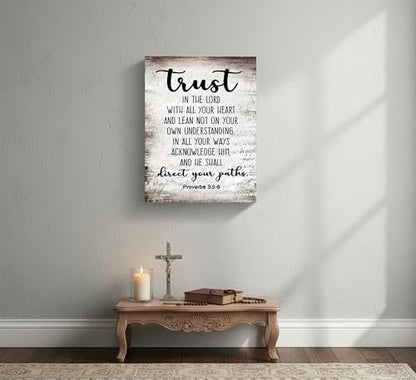 YOXORDQ Proverbs 3:5-6 Bible Verse Wall Art-Canvas Wrapping 12x16in - color: 3:5-6 Bible, size: 16"L x 12"W