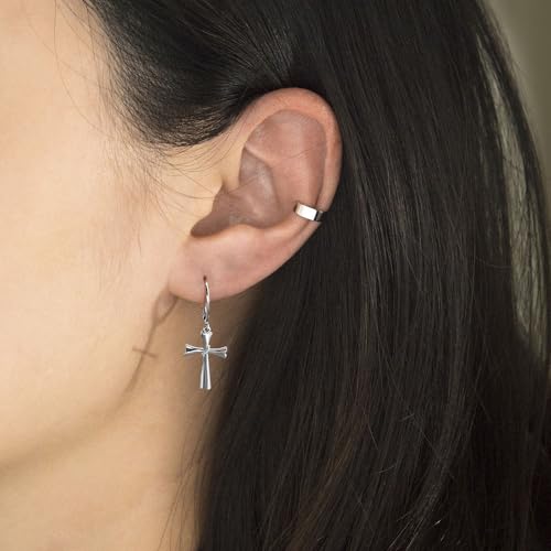 14K Gold Earring Cross Waterdrop Butterfly Heart Knot Earrings for Women Gold Silver Cross Leverback Drop Gold Silver Teardrop Hoop Dangle Earring White Gold Dangle Drop Earring - color: Silver-Cross Dangle Earring