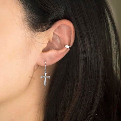 14K Gold Earring Cross Waterdrop Butterfly Heart Knot Earrings for Women Gold Silver Cross Leverback Drop Gold Silver Teardrop Hoop Dangle Earring White Gold Dangle Drop Earring - color: Silver-Cross Dangle Earring