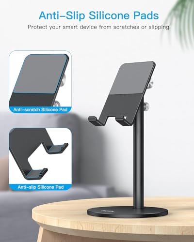 OMOTON CA04 Aluminum Tablet Phone Stand, Adjustable Desk Stand Black - color: Black