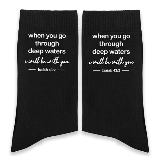 Christian Bible Verse Black Crew Socks, Religious Quote Socks, Faith Inspirational Christian Gift for Men Women。 - color: Black Religious 4