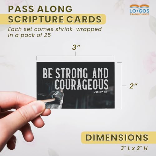 Pass It On Scripture Cards, Iron, Strong and Courageous, Joshua 1:9, Pack of 25 — Inspirational Bible Verse Wallet Cards, Devotional, Bible Study - Small Christian Greetings for Encouragement - color: Strong and Courageous