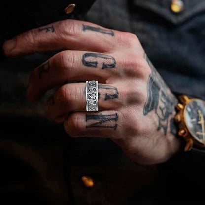 Viking Rings Stainless Steel Viking Norse Runes Wolf Raven Ring Jewelry for Men Women Size 7/8/9/10/11/12/13 - style: Viking Wolf&Knot