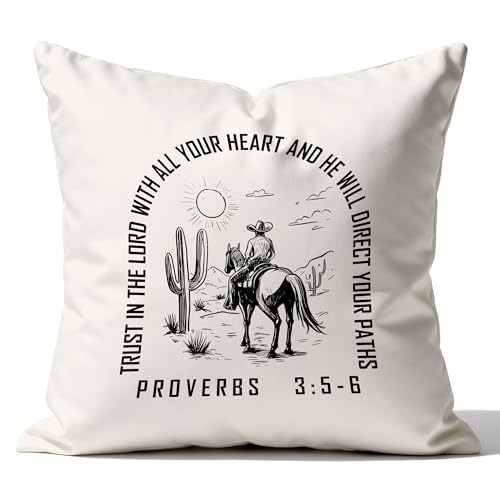 Vintage Western Christian Pillow Covers 18x18, Wild West Cowgirl Bible Decor Gifts, Western Religious Decor, Retro Wild West Christian Decorative Throw Pillow Covers for Couch Bed - color: Color-8