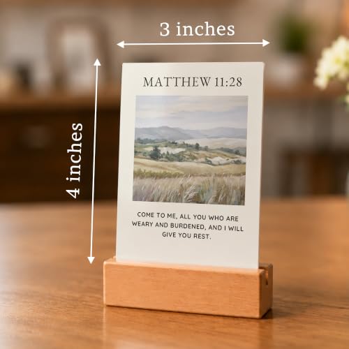 Bible Verse Cards with Wood Stand, 48 Prayer Cards for Daily Display - color: Watercolor 02