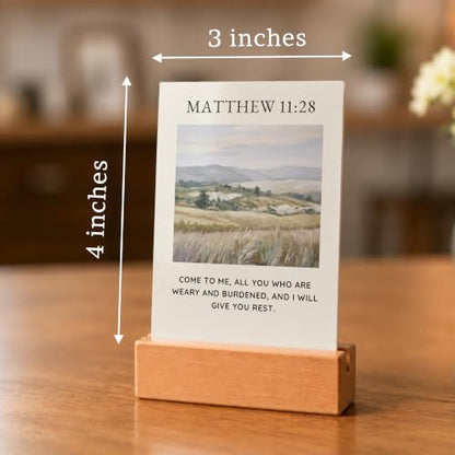 Bible Verse Cards with Wood Stand, 48 Prayer Cards for Daily Display - color: Watercolor 02