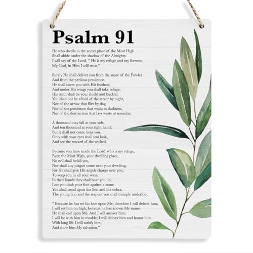 Inspirational Scripture Wall Art Bible Verses Psalm 91 Wall Decor Christian Wall Art Decor Prayer Room Decor Religious Gifts, Wooden Sign for Home Office Nursery Bathroom Decoration 8x10 Inches - color: psalm 91